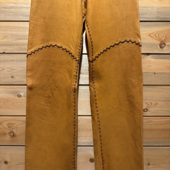 VTG 1970s North Beach Leather Whipstitch Leather Pants Ladies 7/8 - Picture 3 of 14